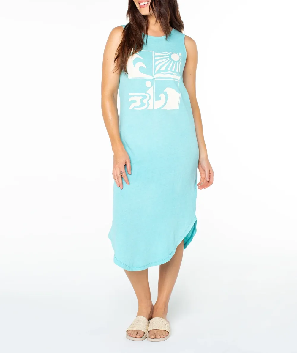 Cartoon-Printed Sleeveless Round-Neck Long Dress