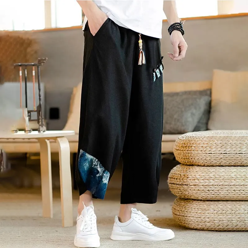Drawstring Patchwork Pants