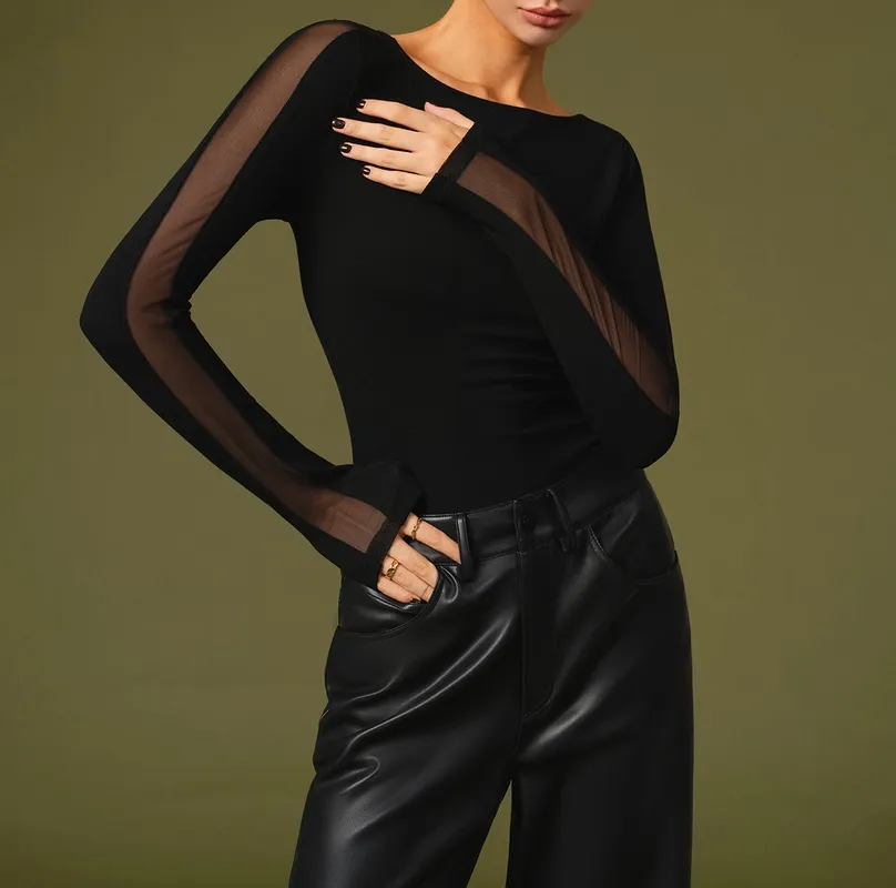 Spring Stylish Mesh Sleeve T-Shirt