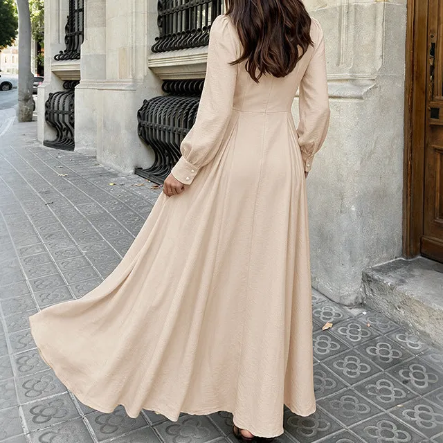 Women's High-Neck Ruffled Maxi Dress
