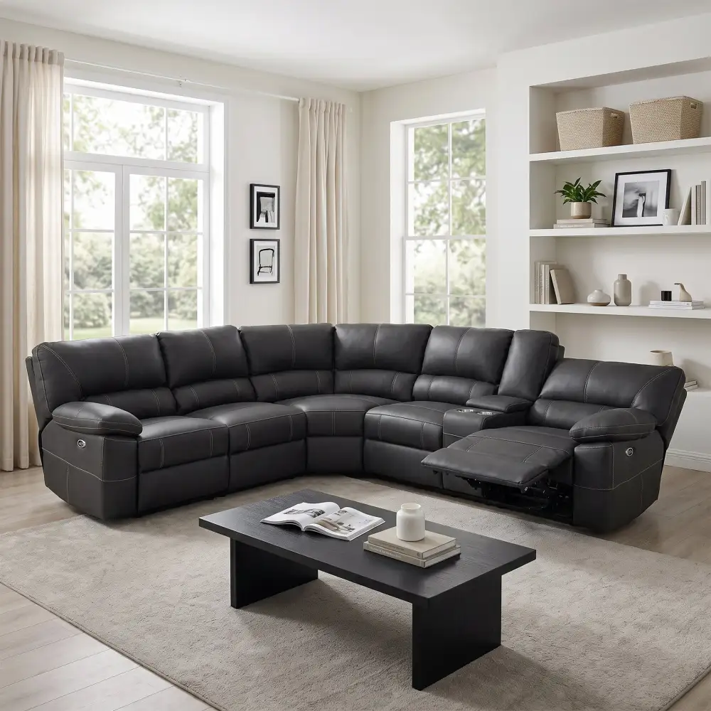 Reading Modern Fabric Recliner Corner Sofa