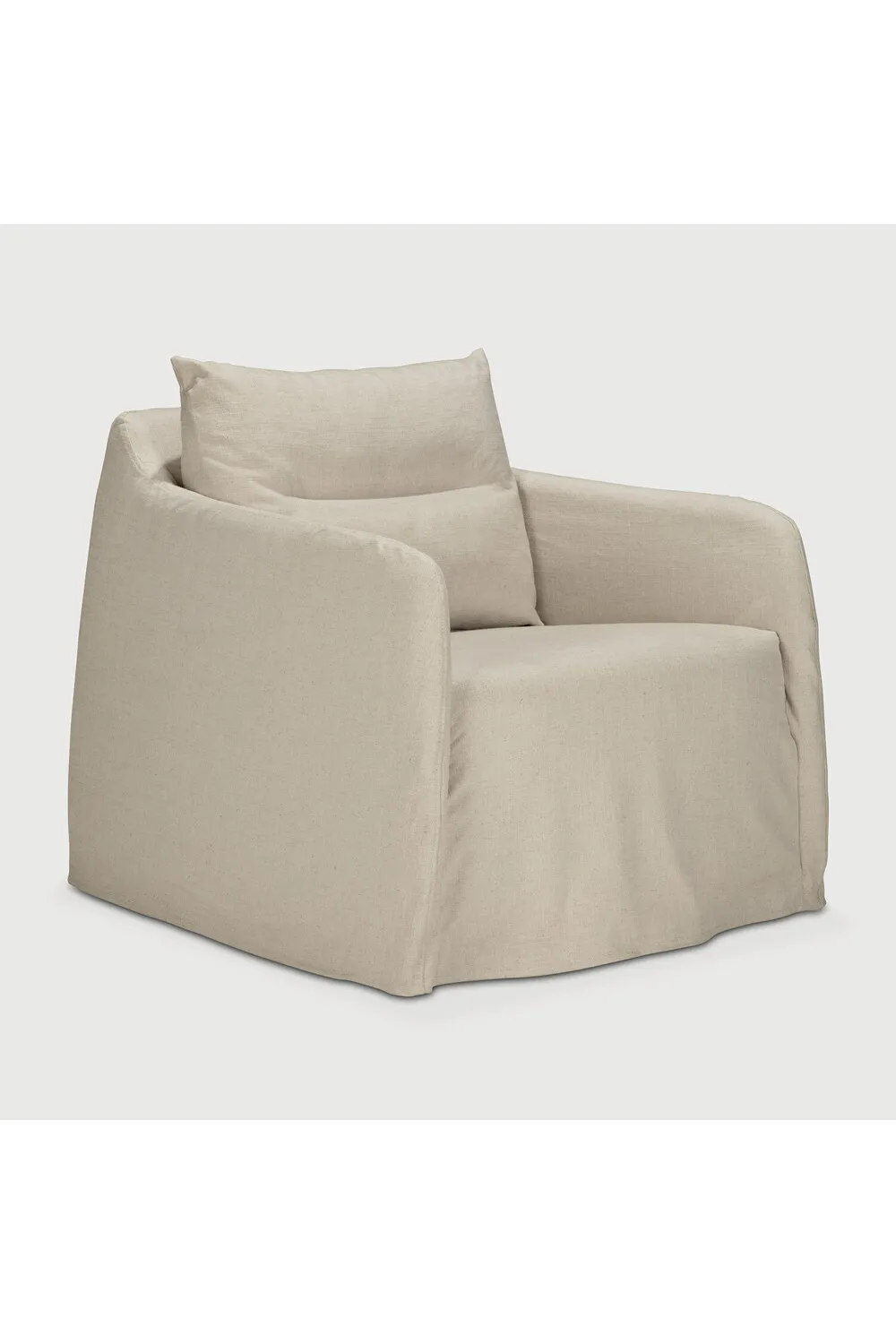 Curved Linen Lounge Chair