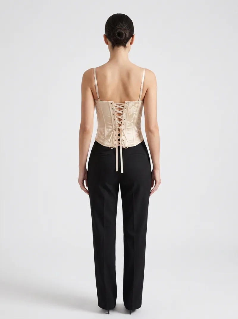 Floral Satin-Look Vintage-Inspired Women's Corset Top