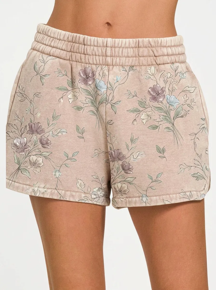 Women's Vintage Floral Botanical Printed Shorts