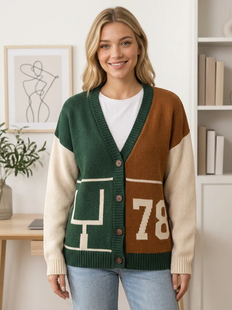 Women's Modern Football Ball Knitted Cardigan