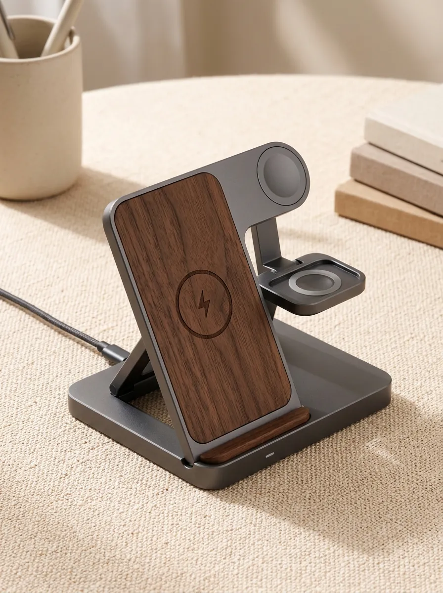 Minimalist Walnut Wood Grain Charger