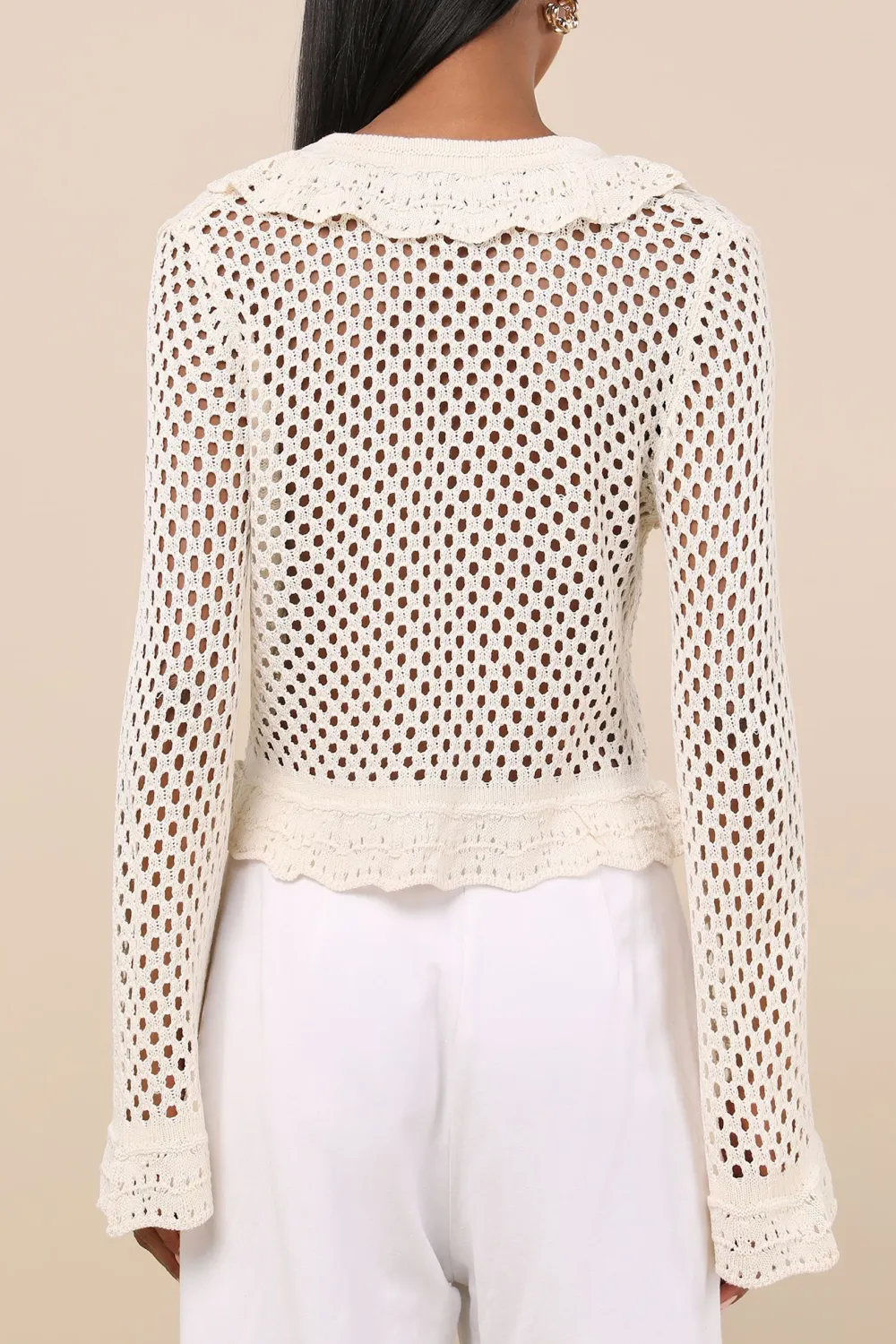 Daily Knit Tie-Front Long Sleeve Top