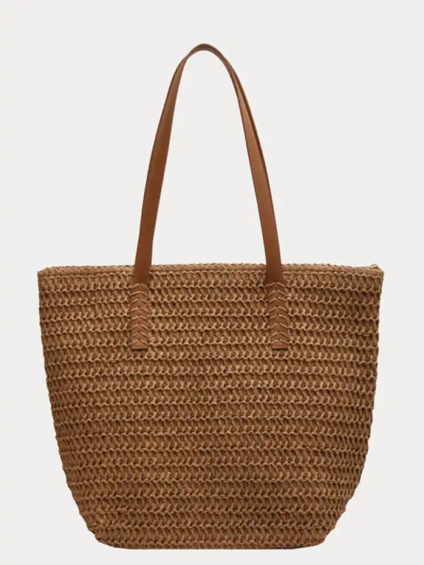 Minimalist Vacation Woven Straw Tote Bag