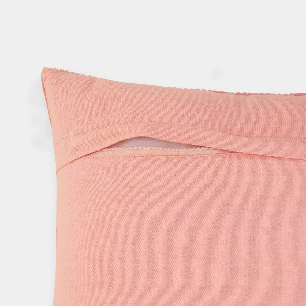 Pink Textured Square Cushion Cover