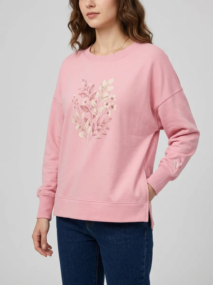 Women's Botanical Nature Lover Floral Leaves Printed Sweatshirt