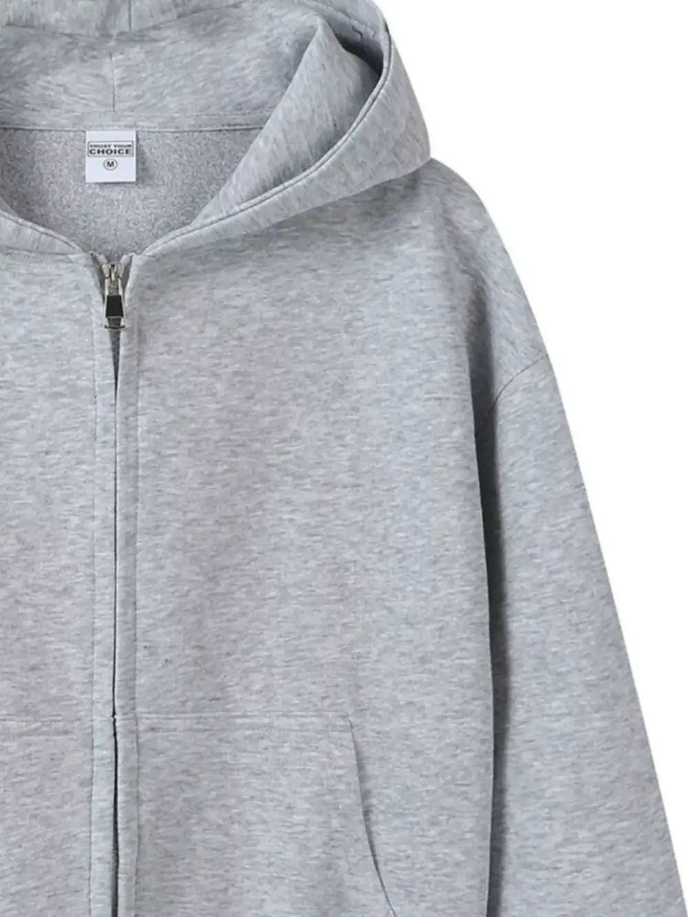 Zip-Detail Pocketed Long-Sleeve Hoodie