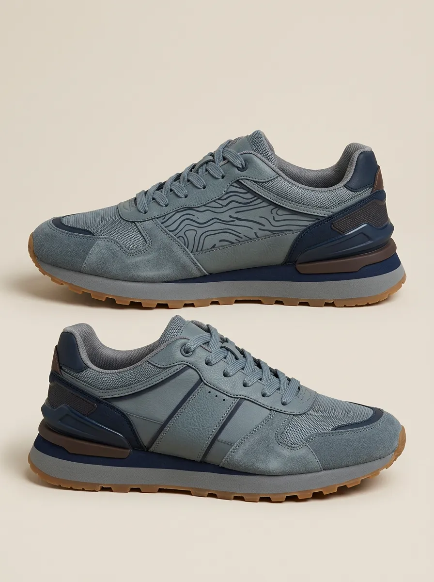 Men's Outdoor Adventure Topographic Print Sneakers