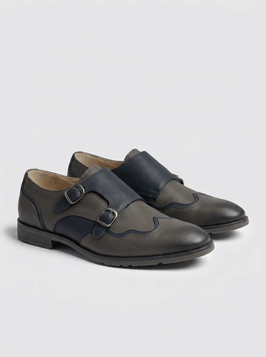 Men's Business Casual Monk Strap Leather Shoes