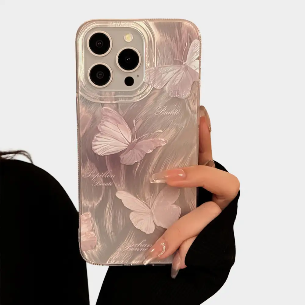 Butterfly Cat Textured Wave Phone Case