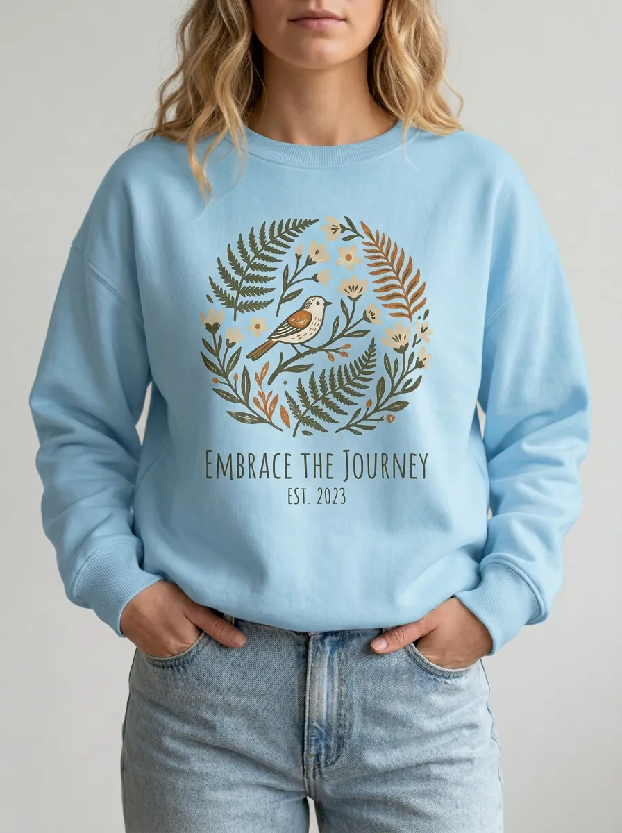 Nature Lover Bird Floral Embrace The Journey Sweatshirt