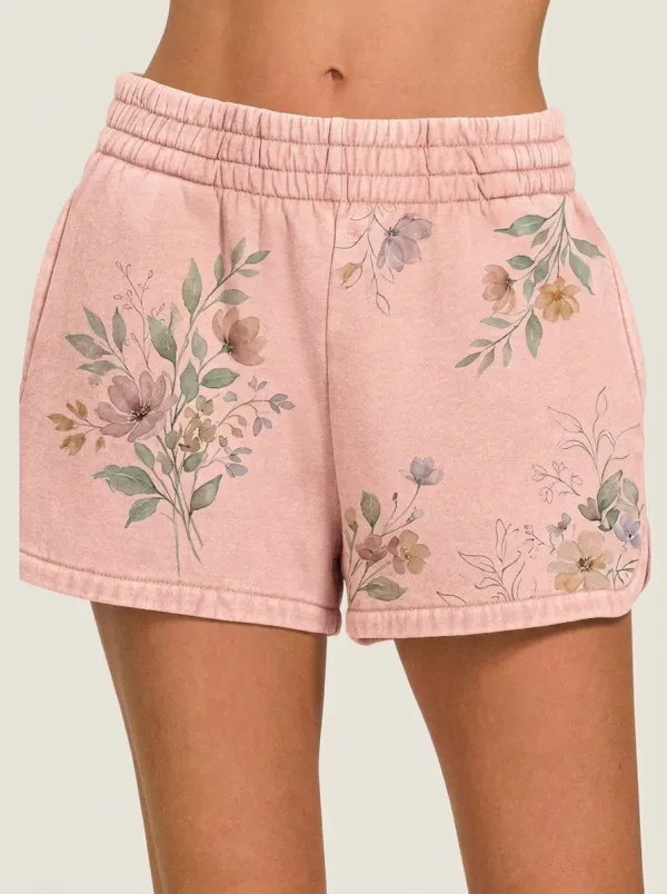 Women's Botanical Lover Watercolor Floral Printed Shorts