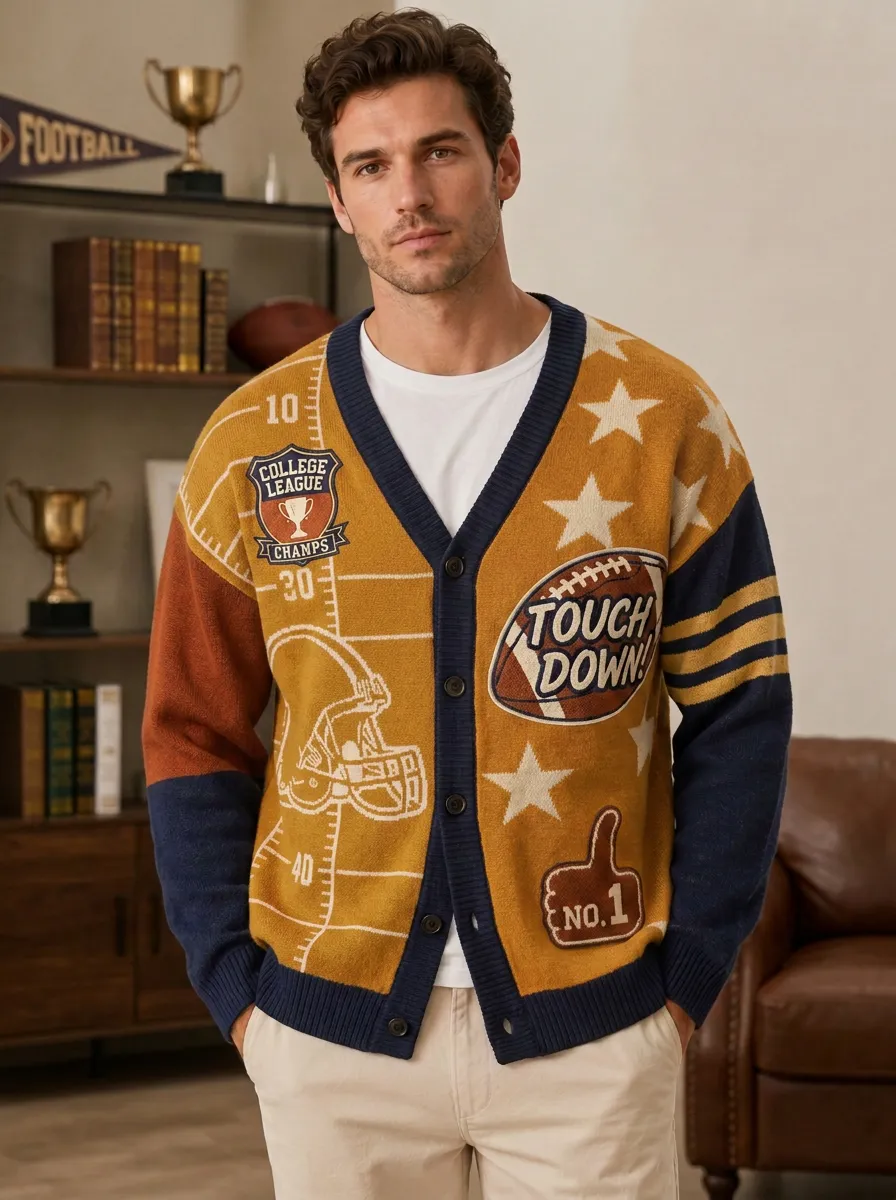 Men's Football Touchdown Stars Cardigan