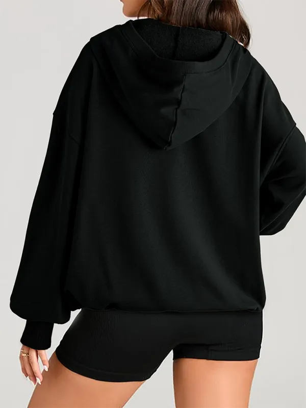 Zip-Detail Pocketed Long-Sleeve Knit Sweatshirt