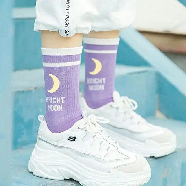 Celestial Moon Crew Socks