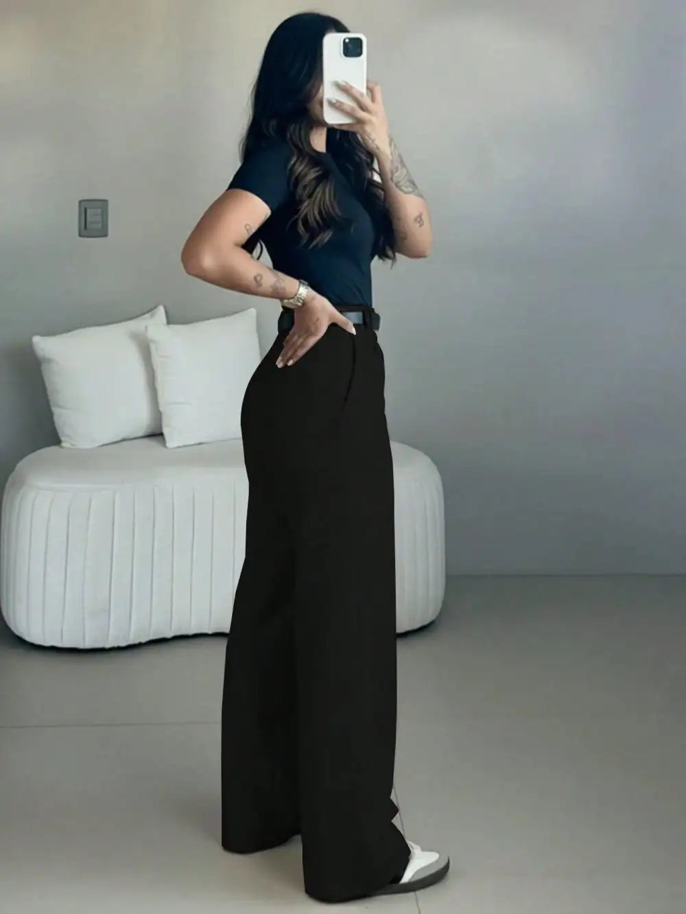 Black Wide Leg High Waist Pants