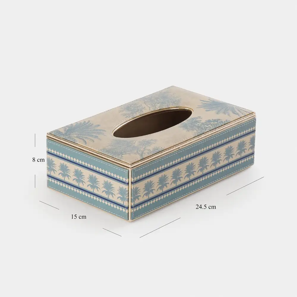 Blue Printed Tissue Box Cover