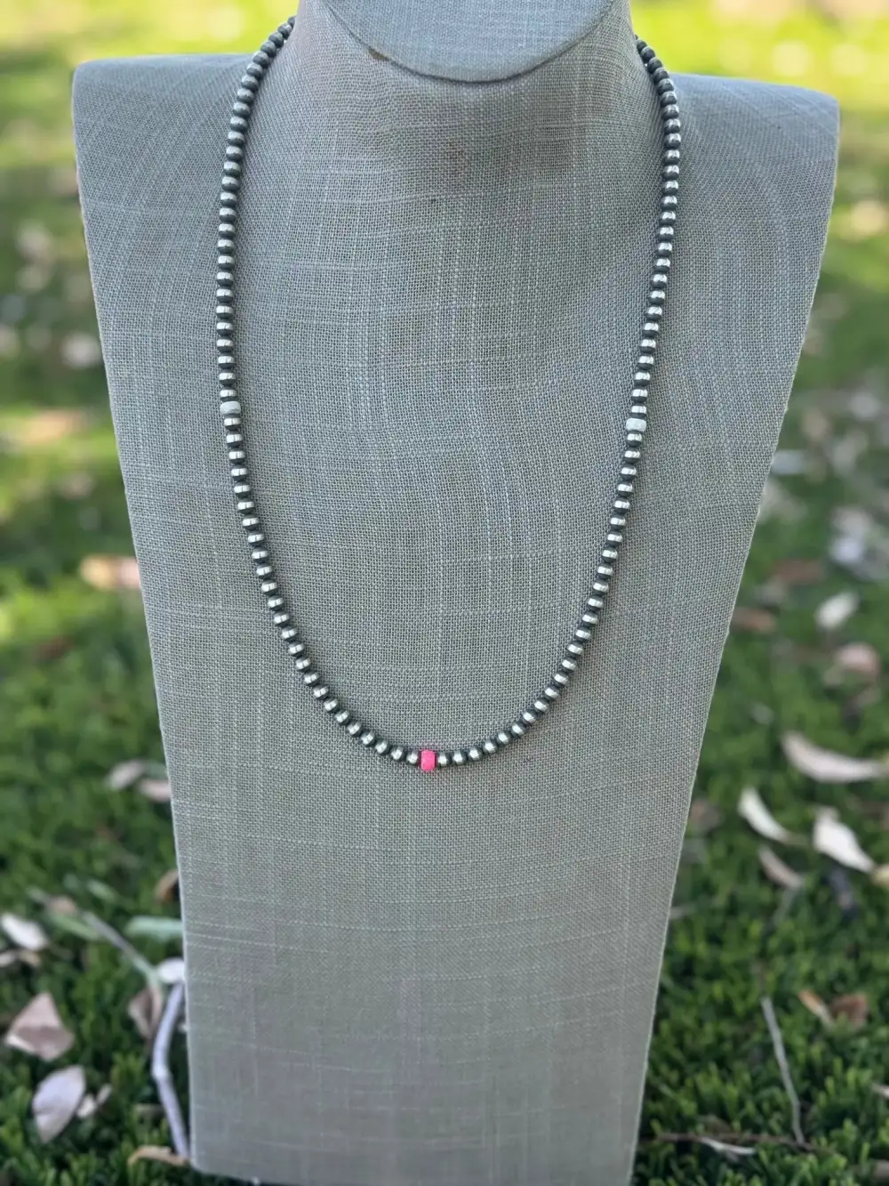 Beaded Pearl Opal Sterling Silver Necklace