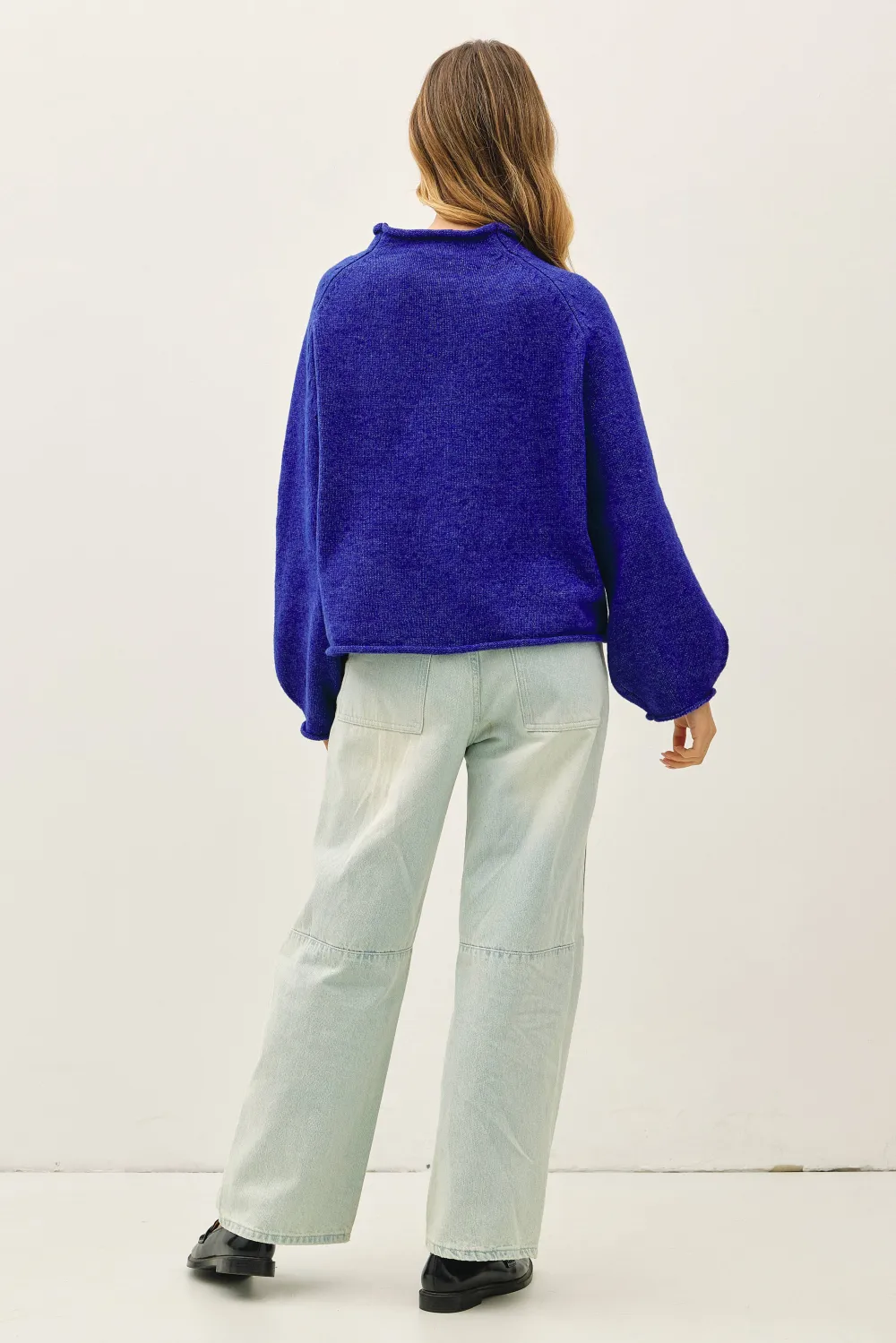 Navy Mock Neck Top