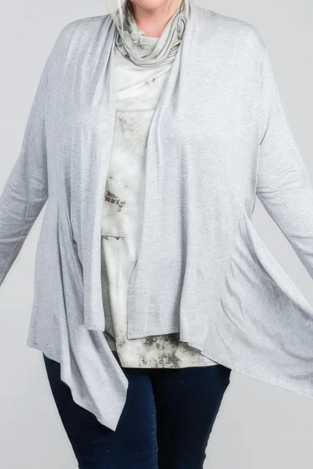 Shark Bite Open Long Sleeve Cardigan