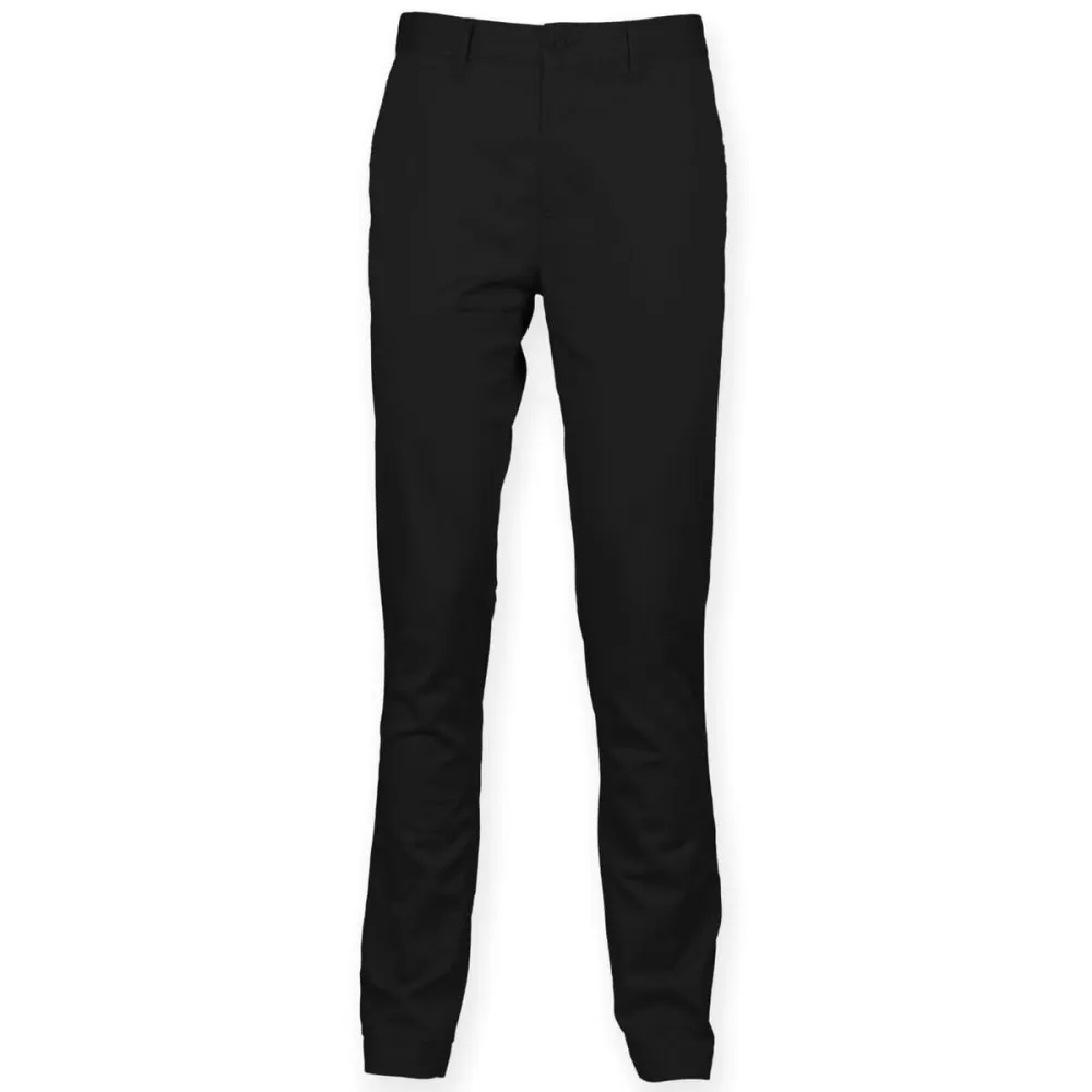 Men's Stretch Flat Front Plain Chino Trousers