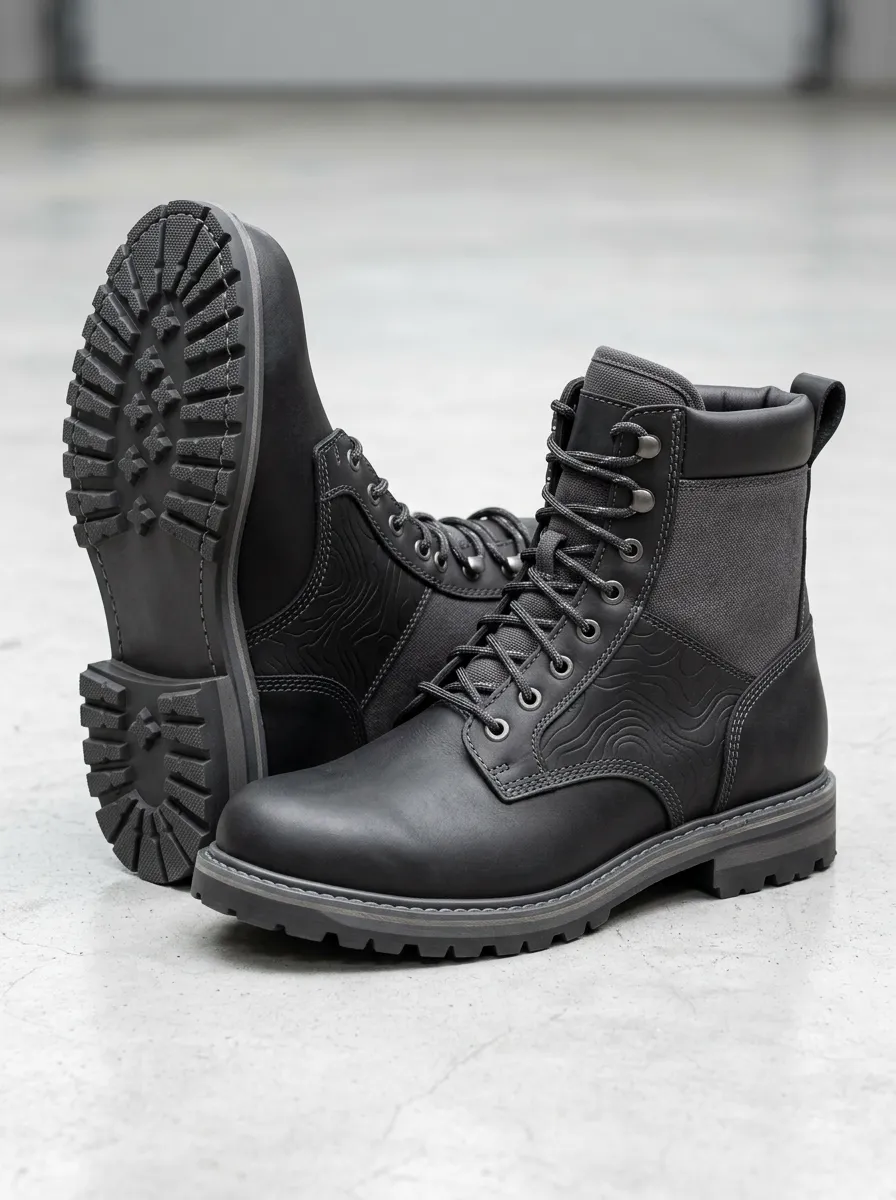 Unisex Refined Outdoor Enthusiast Topographic Pattern Print Work Boots
