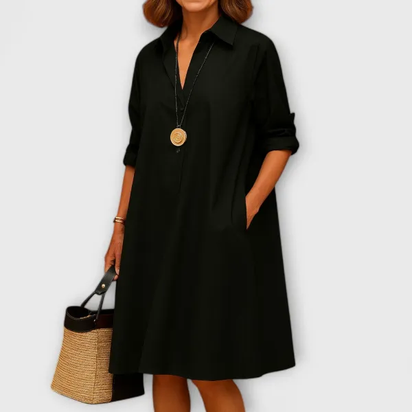 Refined Shirt Style Relaxed Casual Dress
