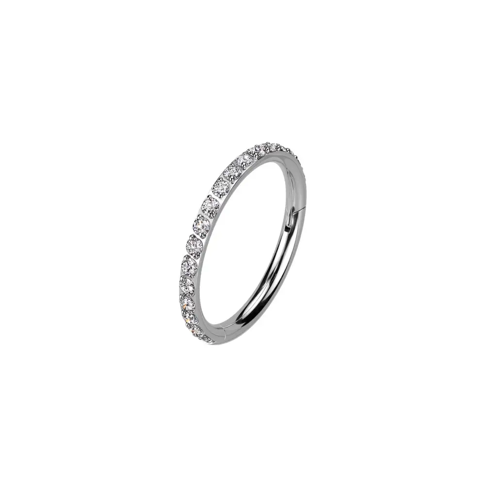 Titanium Crystal Hinged Hoop Ring