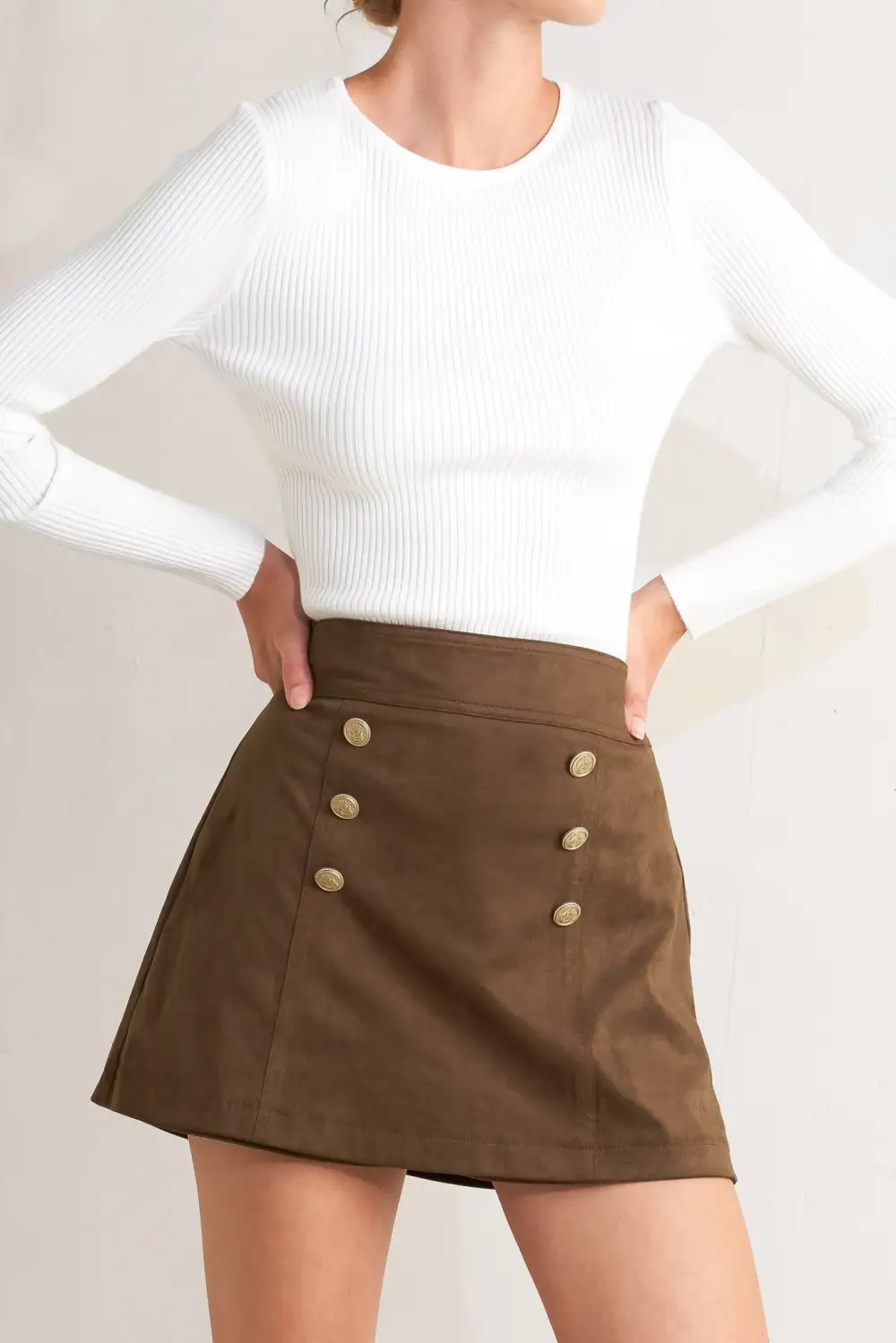 Faux Suede Utility Skirt