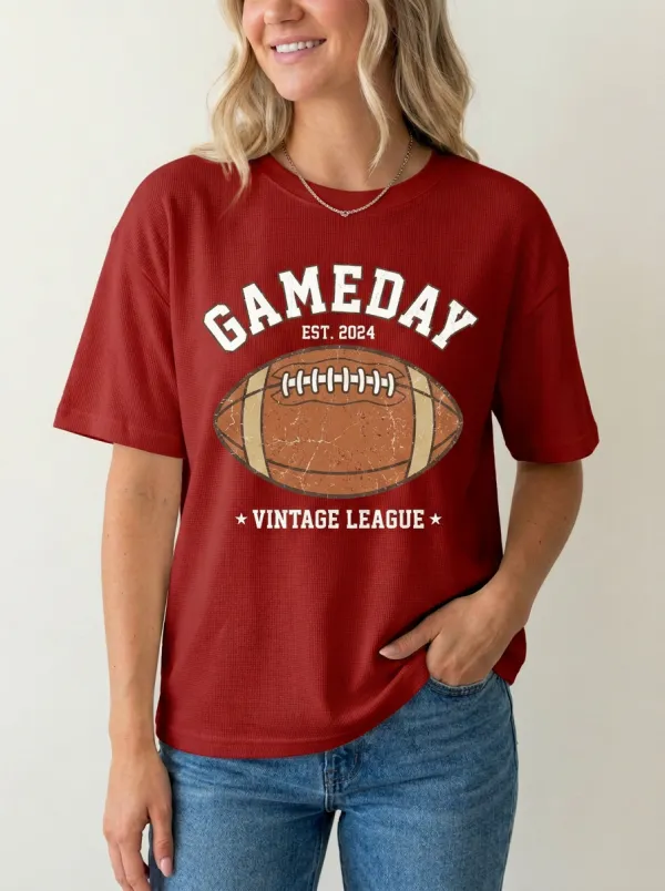 Women's Classic Gridiron Ball Vintage Game Day Crewneck T-Shirt