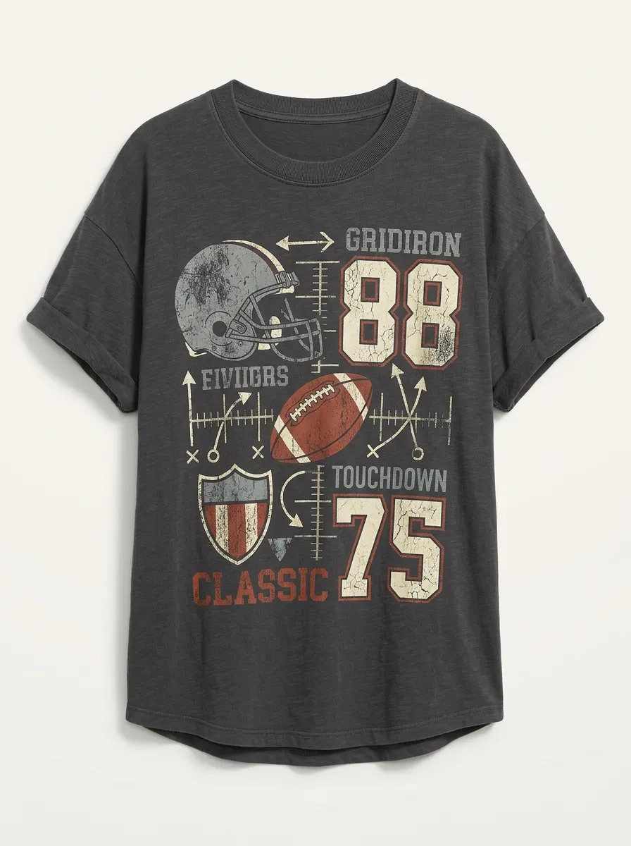 Women's American Football Lover Gridiron Helmet Printed T-shirt
