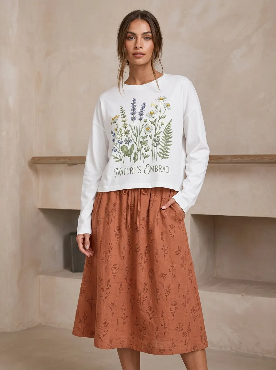 Nature Lover Wildflower Nature'S Embrace Long Sleeve Top