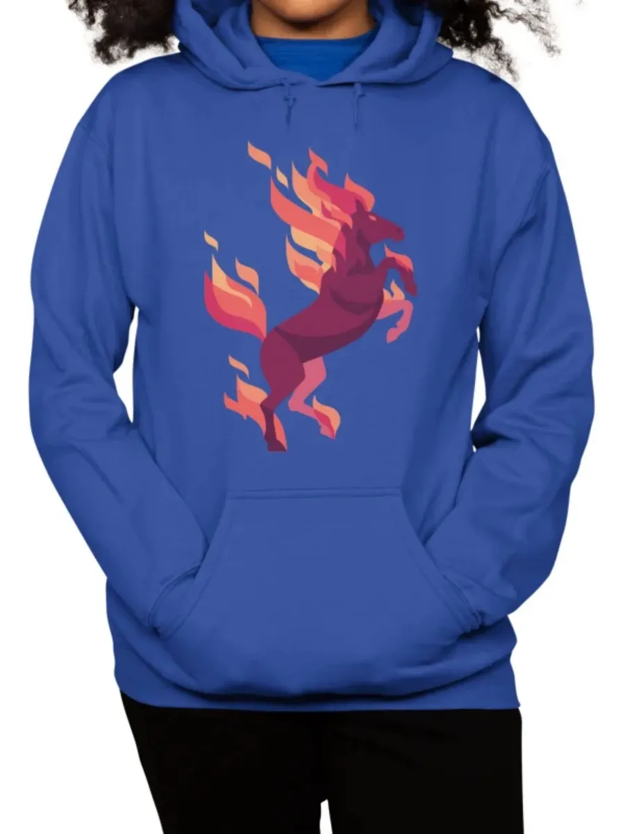 Geometric Fire Horse Casual Hoodie