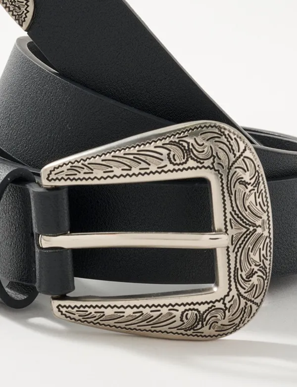 Soft Adjustable Black Leather Belt