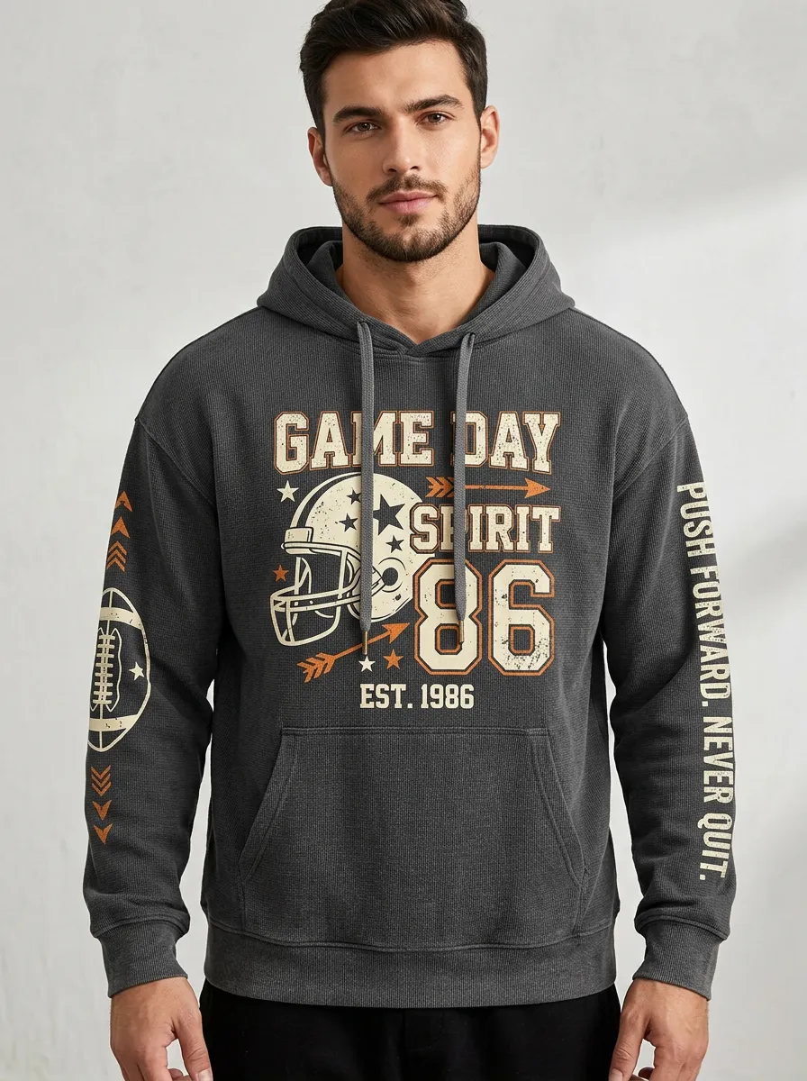Men's American Football Game Day Spirit 86 Printed Hoodie