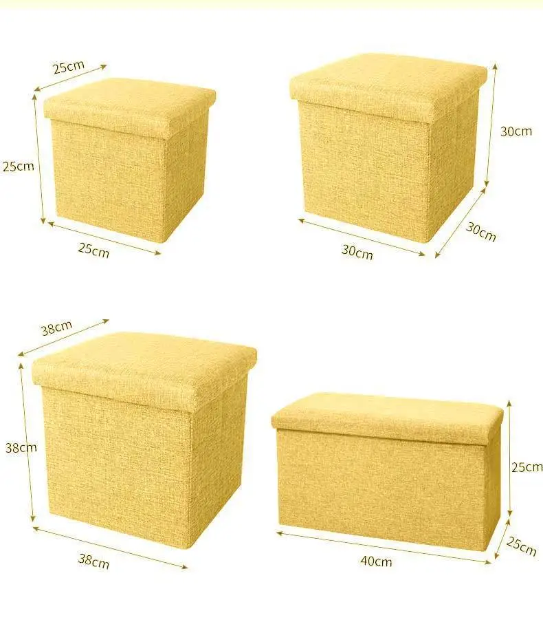 Classic Lidded Rectangular Fabric Linen Ottoman Laundry Hamper