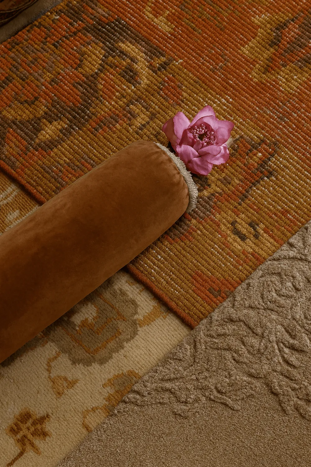 Artisan Textured Velvet Bolster Decorative Cushion Cover