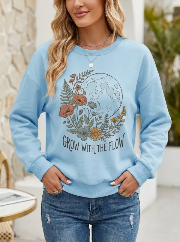 Boho Moon Floral Grow With The Flow Sweatshirt