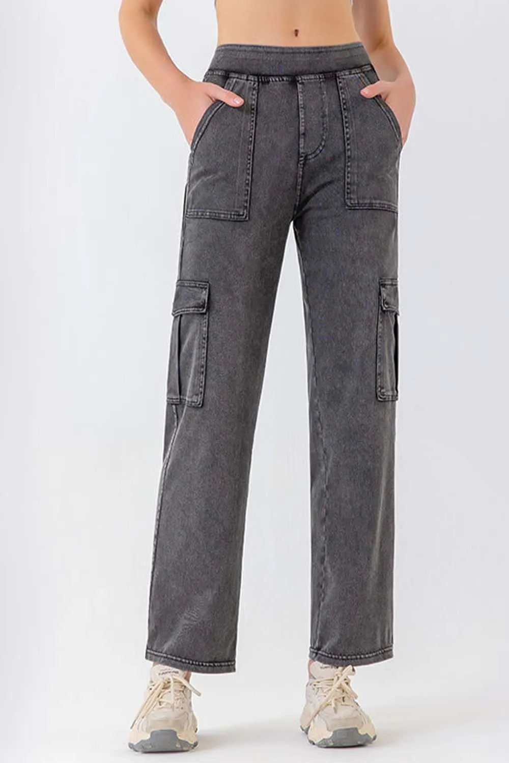 Button Fly Pocket Long Denim Jeans