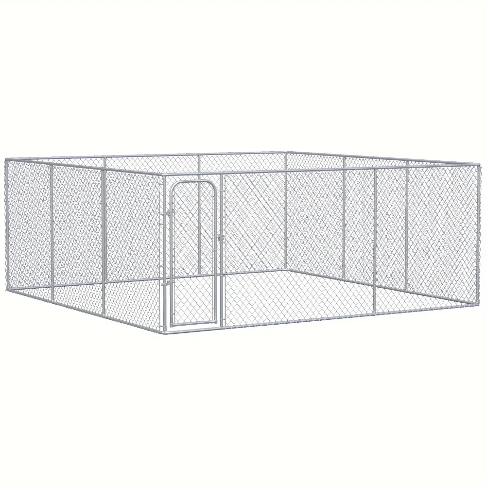 Outdoor Chain Link Dog Playpen, Pet Enclosure for Backyard Dog Exercise