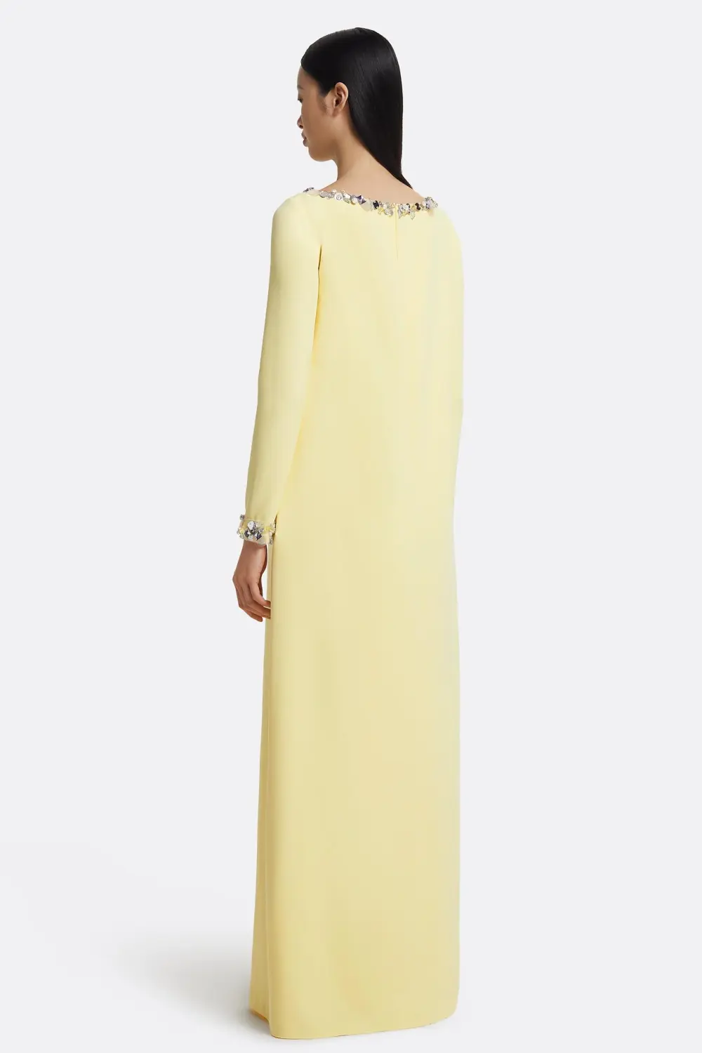 Rhinestone Boat Neck Long Sleeve Maxi Dress