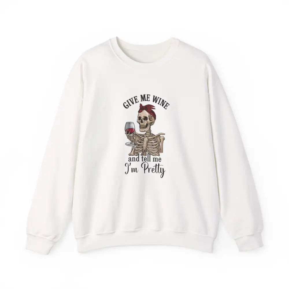 Skeleton Wine Graphic Crewneck Sweatshirt