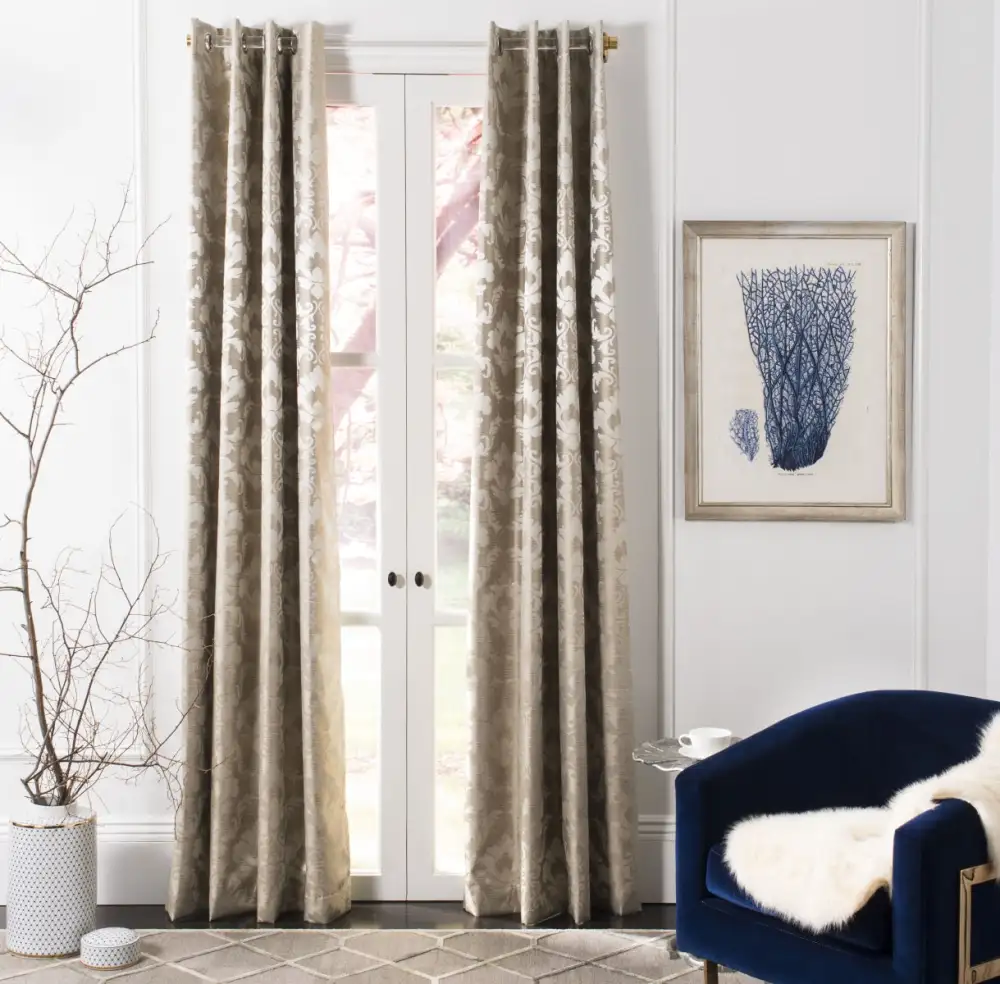 Blackout Damask Grommet Contemporary Curtain Panel