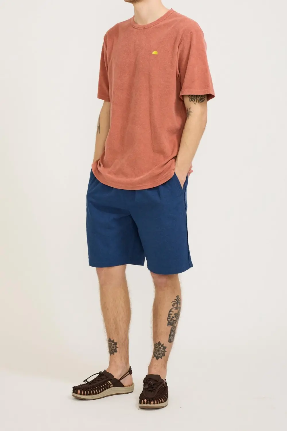Coral Top Matching Blue Short Pants