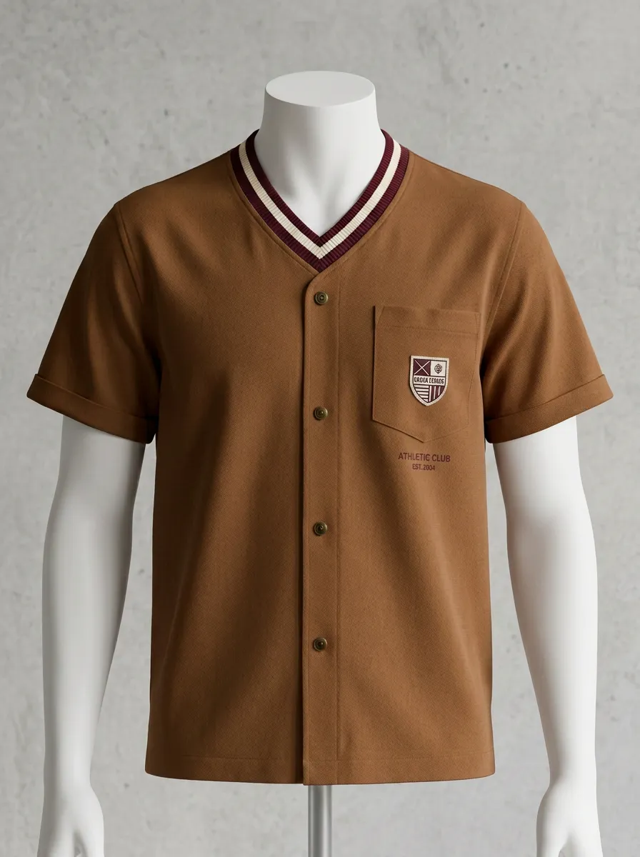 Men's Athletic Club Sports Lover Badge Printed Jersey Shirt