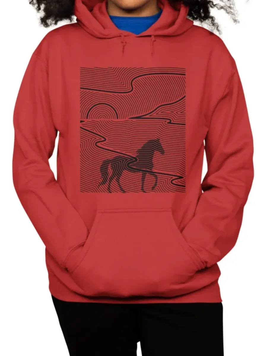 Modern Wave Line Horse Hoodie